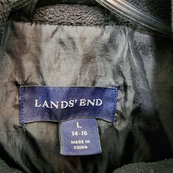 Lands' End black woman's down puffer winter coat mid thigh length size large - Picture 2 of 10